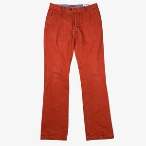 Gustin Duck Canvas Chino Pants Men 34x34* Salmon Red Straight Button Fly USA #59